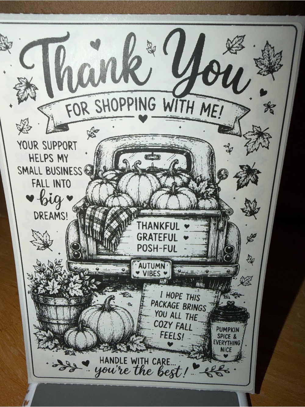 Thank You Autumn Truck 50 count 4x6 stickers